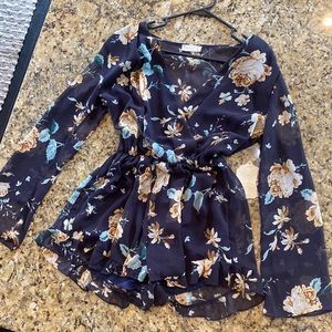Navy floral romper